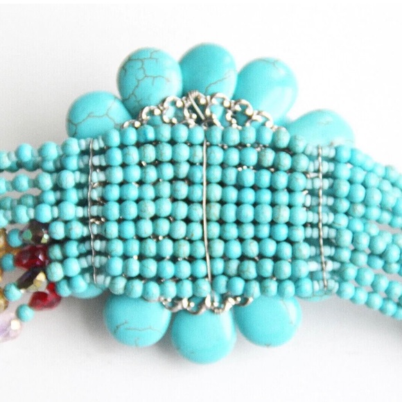 Joan Rivers Starlet Beadeds Turquoise Multishapes SilverTone Necklace 20"+3" - Picture 11 of 14